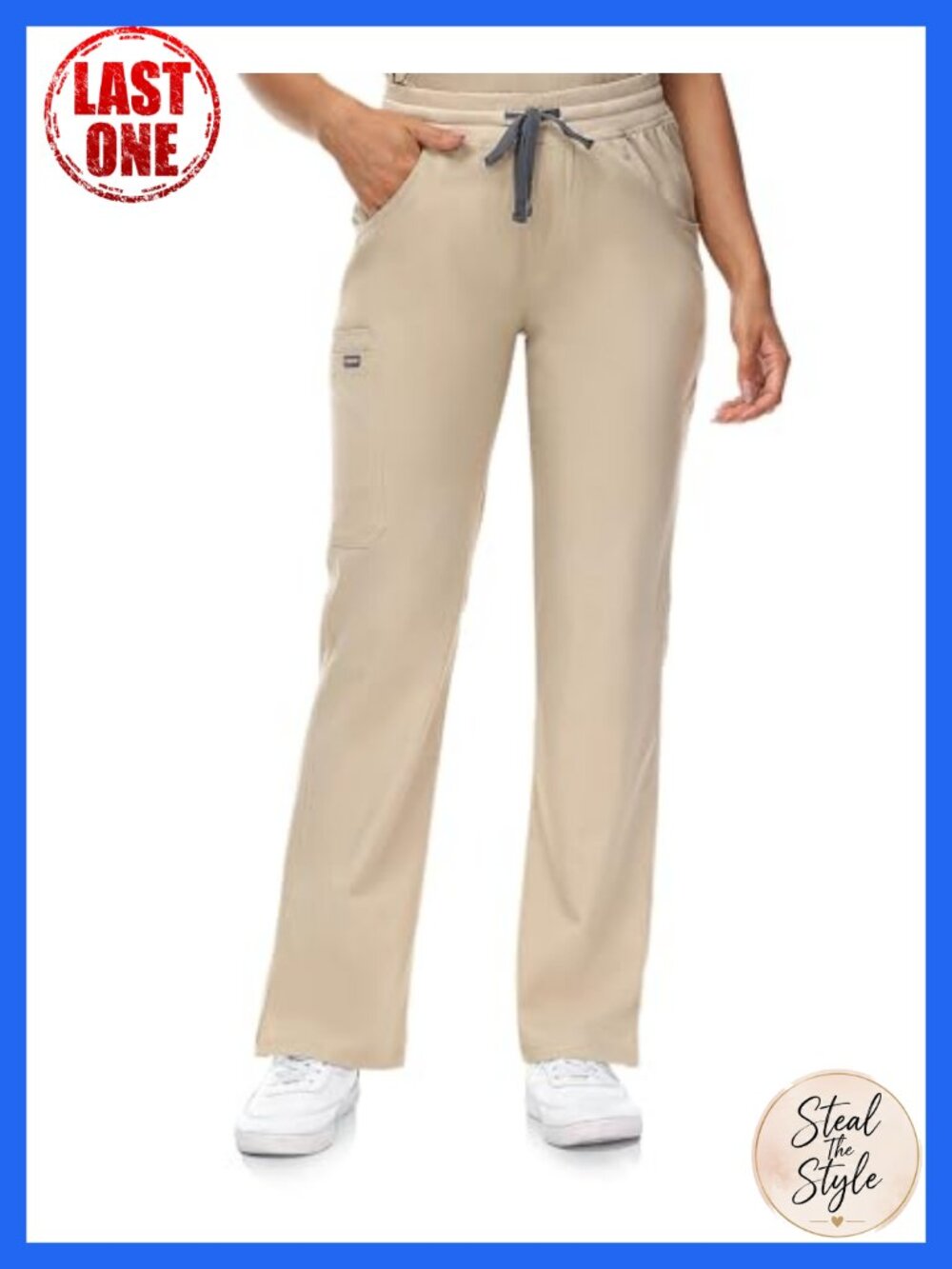 Scrubs for Women Mid Rise Straight Leg Cargo Pants Knit Yoga Waistband Easy Care